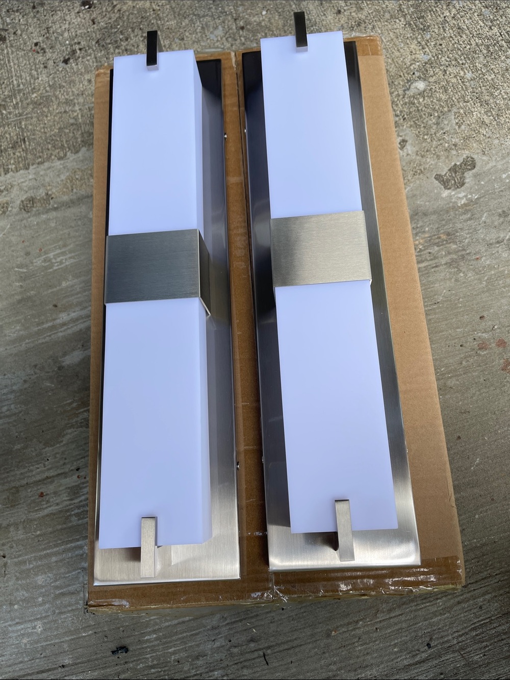 Brushed Steel and White Modern Wall Sconce - Set of 2